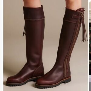 Penelope Chilvers Tassel Knee High Boot in Conker